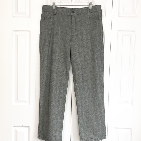 Lee Gray Houndstooth Plaid Relaxed Fit Straight Leg Trousers 16 - Picture 1 of 16